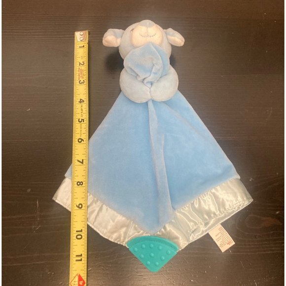 Gund Baby Blue Puppy Lovey With Satin Trim & Teether 12 Inches Security Blanket - Picture 6 of 6
